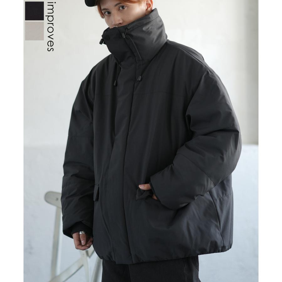 ダウンジャケット メンズ SIDEWAY STANCE ボリュームネック ポリ中綿 ブルゾン オーバーサイズ 大きめ アメカジ カジュアル スケーター ストリート 韓国 | improves