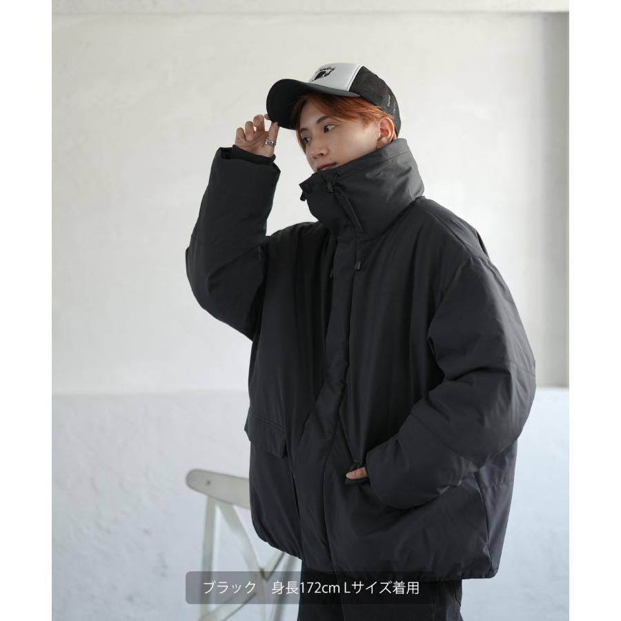 ダウンジャケット メンズ SIDEWAY STANCE ボリュームネック ポリ中綿 ブルゾン オーバーサイズ 大きめ アメカジ カジュアル スケーター ストリート 韓国 | improves | 03