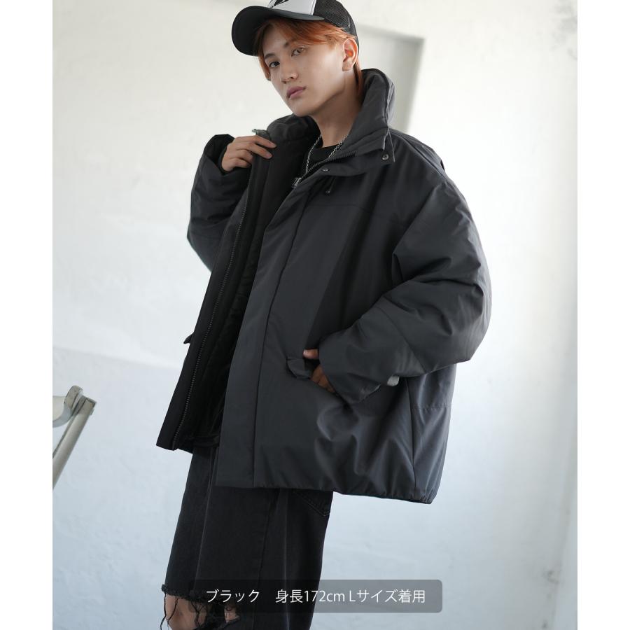 ダウンジャケット メンズ SIDEWAY STANCE ボリュームネック ポリ中綿 ブルゾン オーバーサイズ 大きめ アメカジ カジュアル スケーター ストリート 韓国 | improves | 04