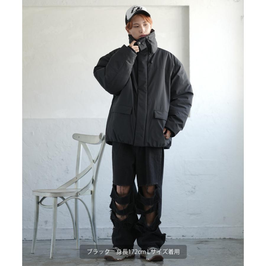 ダウンジャケット メンズ SIDEWAY STANCE ボリュームネック ポリ中綿 ブルゾン オーバーサイズ 大きめ アメカジ カジュアル スケーター ストリート 韓国 | improves | 08