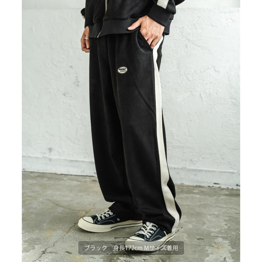 トラックパンツ メンズ SIDEWAY STANCE サイドウェイスタンス オーバルロゴ ワンポイント 刺しゅう スエード ラインパンツ セットアップ スケーター ストリート | improves | 04
