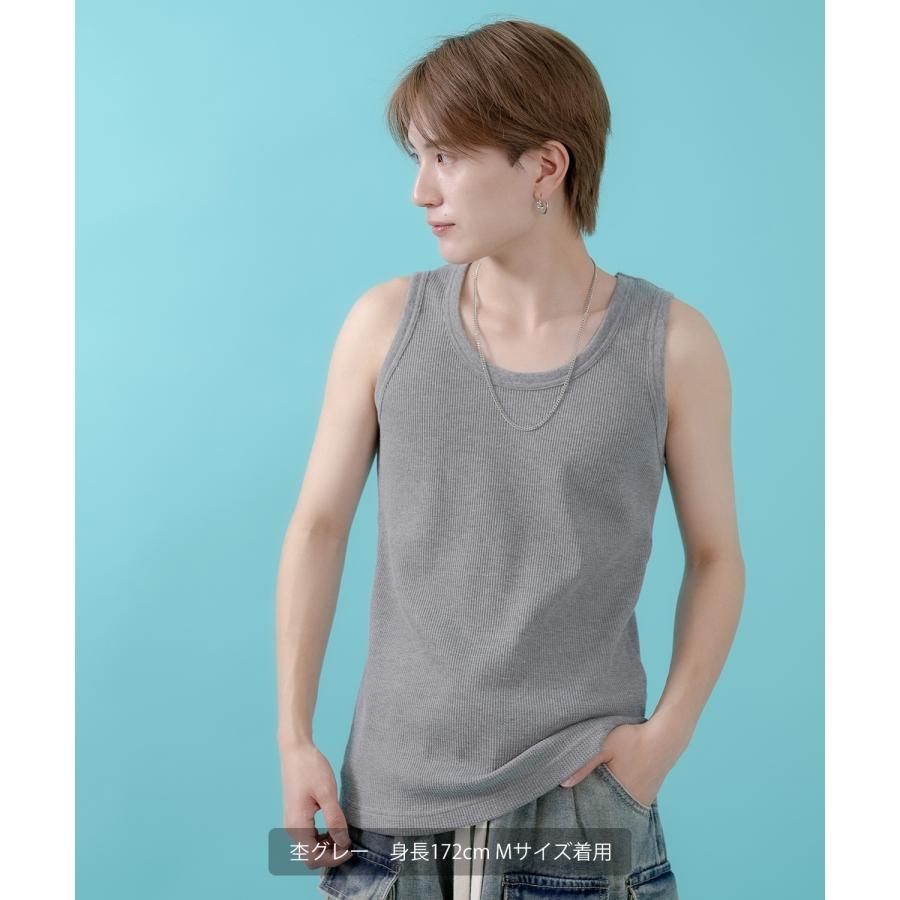 タンクトップ メンズ レディース サイドウェイスタンス ワッフル トップス アメカジ カジュアル スケーター ストリート 古着MIX 韓国ファッション | improves | 04