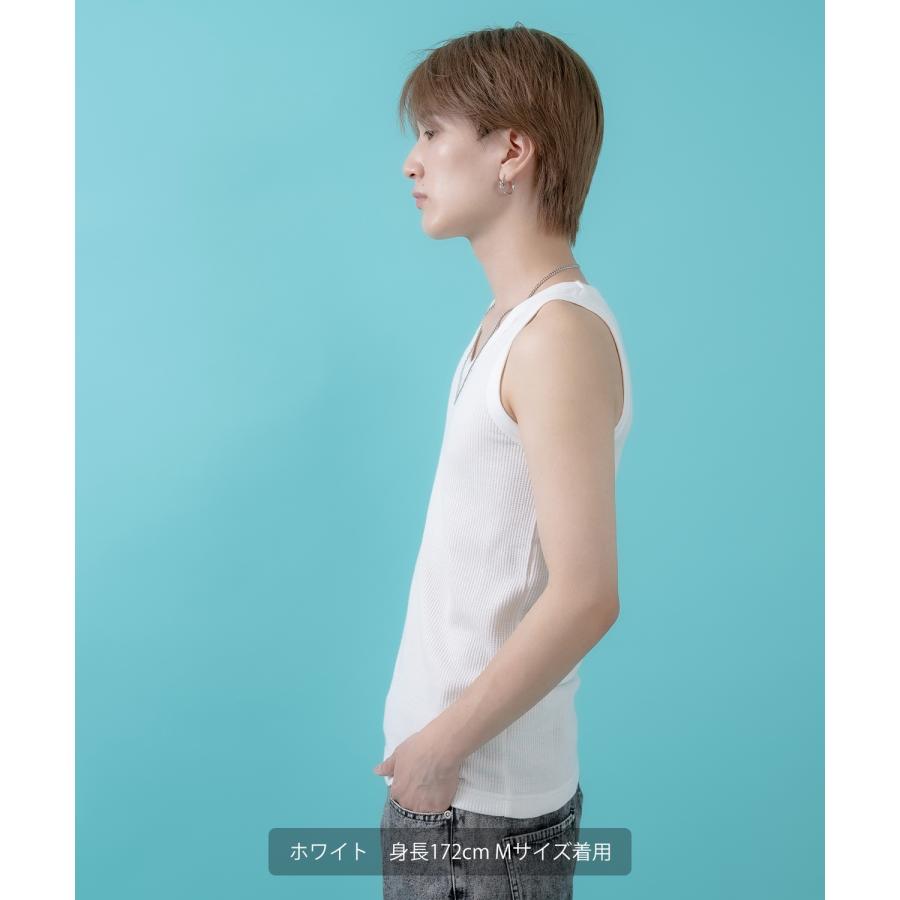 タンクトップ メンズ レディース サイドウェイスタンス ワッフル トップス アメカジ カジュアル スケーター ストリート 古着MIX 韓国ファッション | improves | 09