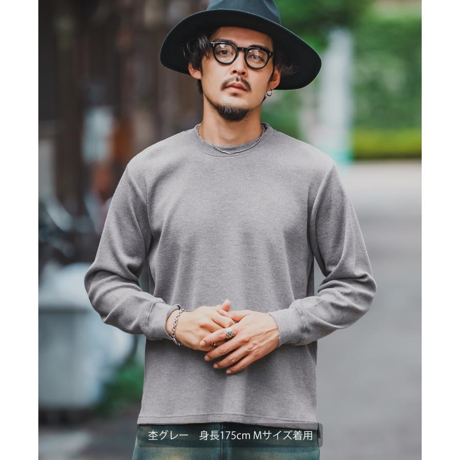 長袖Tシャツ メンズ レディース ワッフル クルー ネック カットソー 大きめ アメカジ カジュアル スケーター ストリート 古着MIX 韓国ファッション | improves | 14