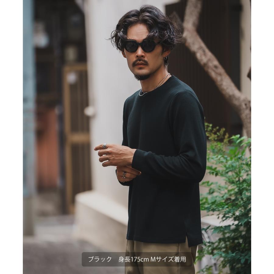 長袖Tシャツ メンズ レディース ワッフル クルー ネック カットソー 大きめ アメカジ カジュアル スケーター ストリート 古着MIX 韓国ファッション | improves | 05