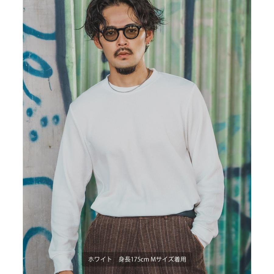 長袖Tシャツ メンズ レディース ワッフル クルー ネック カットソー 大きめ アメカジ カジュアル スケーター ストリート 古着MIX 韓国ファッション | improves | 09