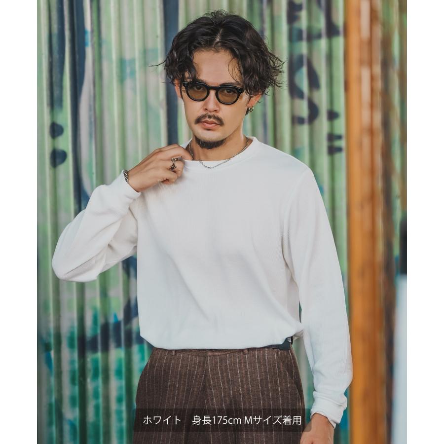 長袖Tシャツ メンズ レディース ワッフル クルー ネック カットソー 大きめ アメカジ カジュアル スケーター ストリート 古着MIX 韓国ファッション | improves | 10