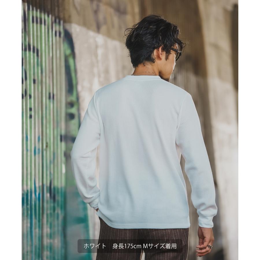 長袖Tシャツ メンズ レディース ワッフル クルー ネック カットソー 大きめ アメカジ カジュアル スケーター ストリート 古着MIX 韓国ファッション | improves | 12