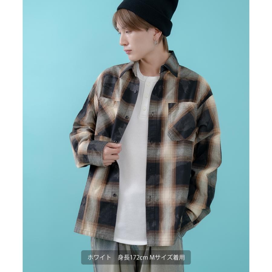 長袖Tシャツ メンズ レディース ワッフル ヘンリー ネック カットソー 大きめ アメカジ カジュアル スケーター ストリート 古着MIX 韓国ファッション | improves | 18