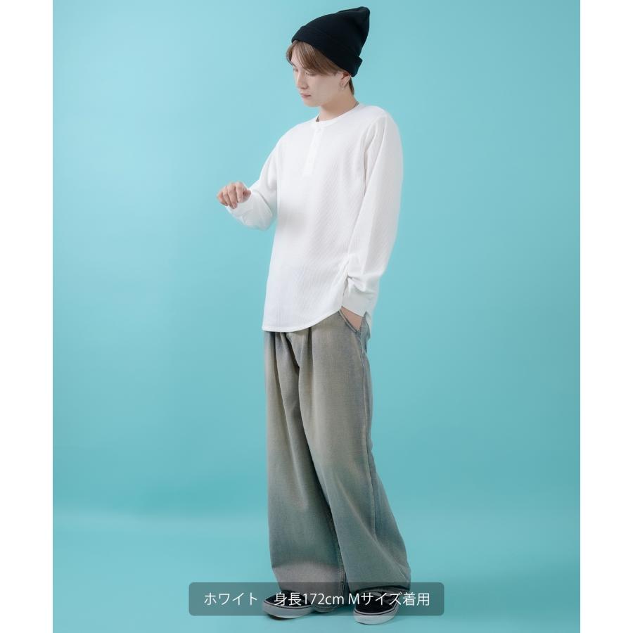 長袖Tシャツ メンズ レディース ワッフル ヘンリー ネック カットソー 大きめ アメカジ カジュアル スケーター ストリート 古着MIX 韓国ファッション | improves | 19