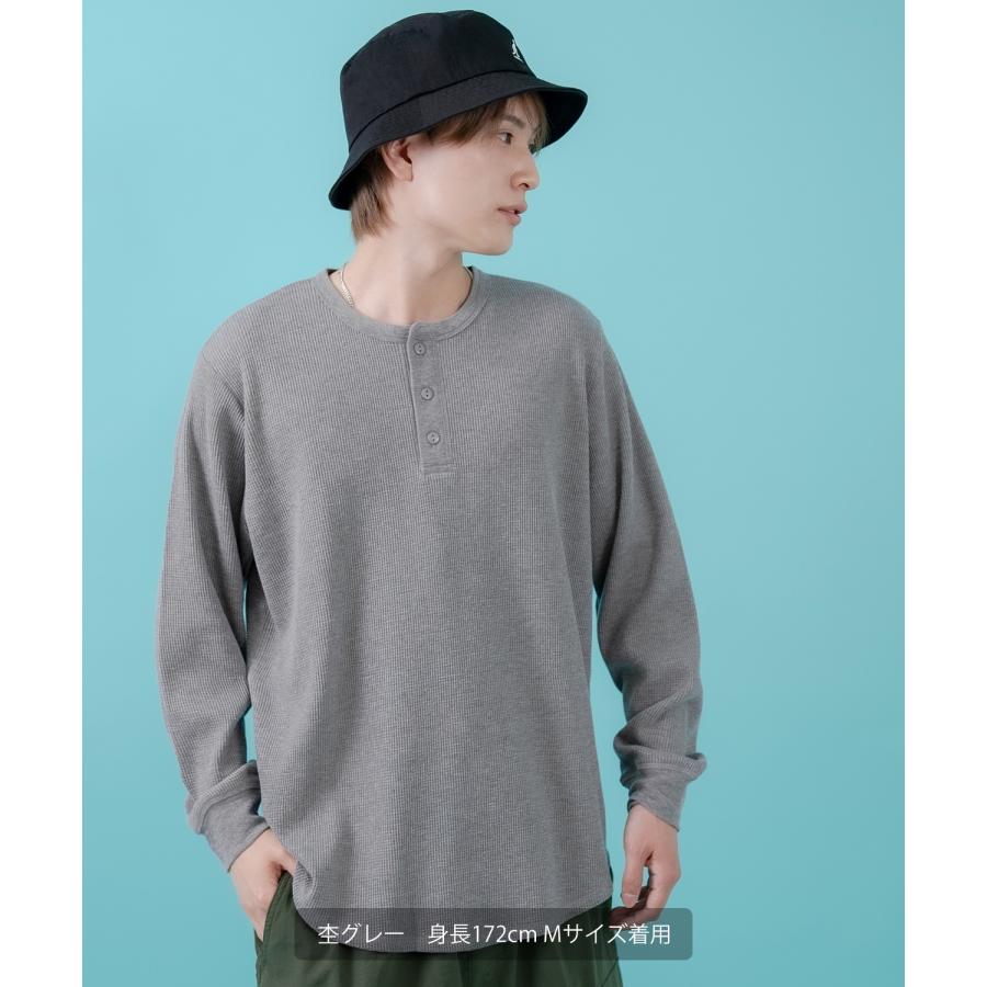 長袖Tシャツ メンズ レディース ワッフル ヘンリー ネック カットソー 大きめ アメカジ カジュアル スケーター ストリート 古着MIX 韓国ファッション | improves | 04
