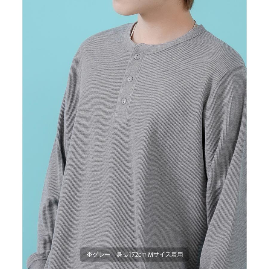 長袖Tシャツ メンズ レディース ワッフル ヘンリー ネック カットソー 大きめ アメカジ カジュアル スケーター ストリート 古着MIX 韓国ファッション | improves | 05