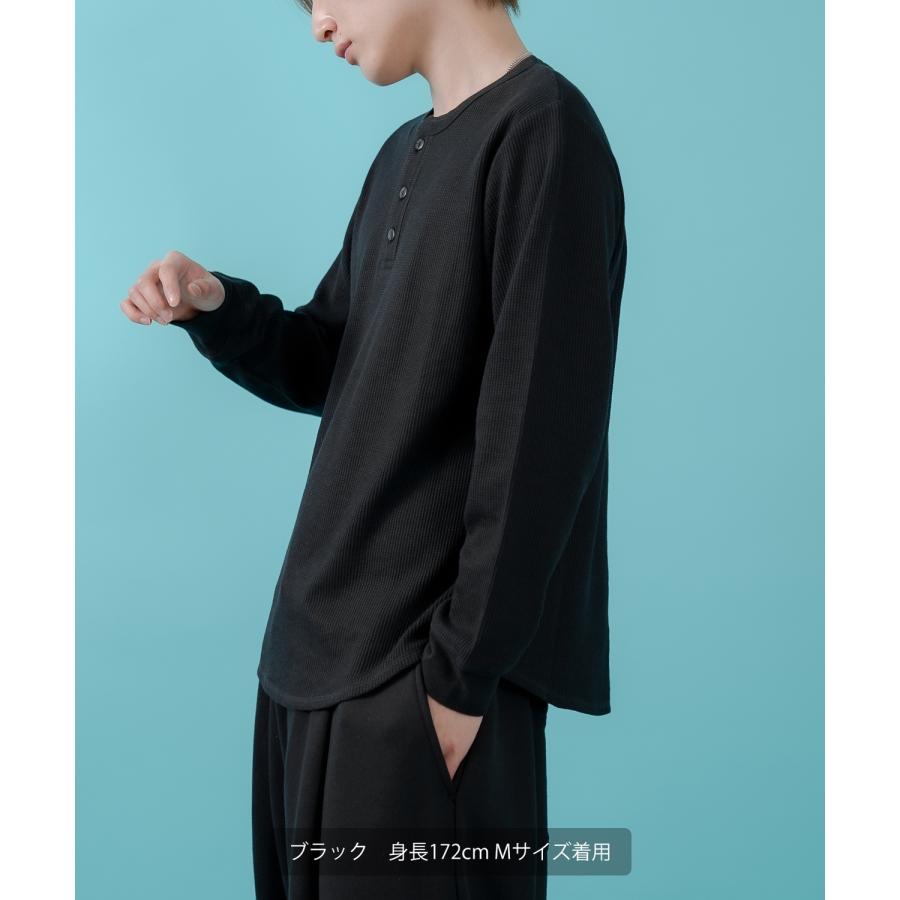 長袖Tシャツ メンズ レディース ワッフル ヘンリー ネック カットソー 大きめ アメカジ カジュアル スケーター ストリート 古着MIX 韓国ファッション | improves | 10