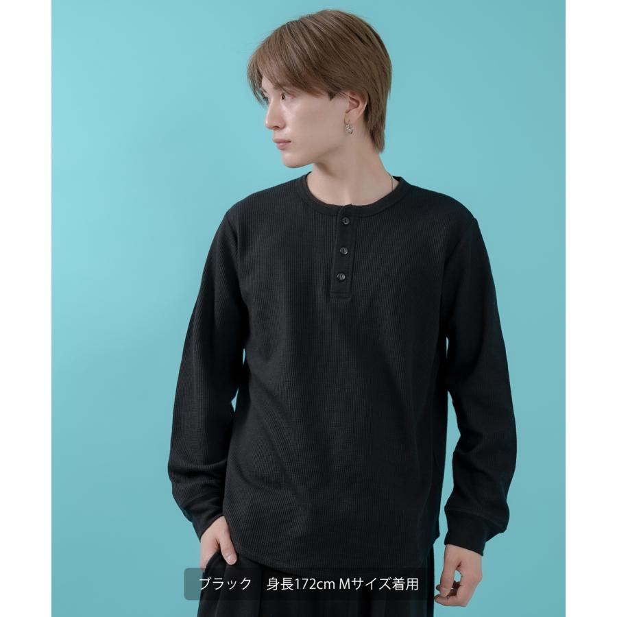 長袖Tシャツ メンズ レディース ワッフル ヘンリー ネック カットソー 大きめ アメカジ カジュアル スケーター ストリート 古着MIX 韓国ファッション | improves | 11
