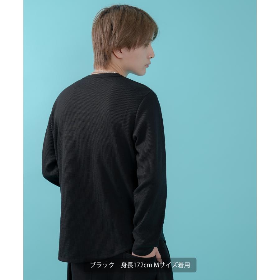 長袖Tシャツ メンズ レディース ワッフル ヘンリー ネック カットソー 大きめ アメカジ カジュアル スケーター ストリート 古着MIX 韓国ファッション | improves | 12