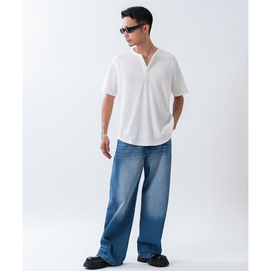 半袖Tシャツ メンズ レディース ワッフル ヘンリー ネック カットソー 大きめ アメカジ カジュアル スケーター ストリート 古着MIX 韓国ファッション | improves | 04