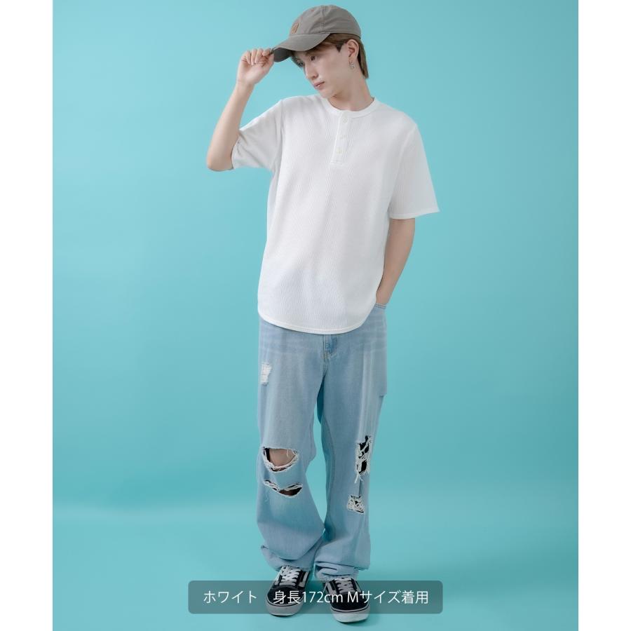 半袖Tシャツ メンズ レディース ワッフル ヘンリー ネック カットソー 大きめ アメカジ カジュアル スケーター ストリート 古着MIX 韓国ファッション | improves | 12