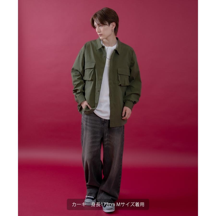 長袖シャツ メンズ レディース サイドウェイスタンス ミリタリーシャツ イージーケア アメカジ カジュアル スケーター ストリート 古着MIX 韓国ファッション | improves | 20