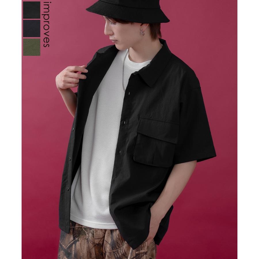 半袖シャツ メンズ レディース サイドウェイスタンス ミリタリーシャツ イージーケア アメカジ カジュアル スケーター ストリート 古着MIX 韓国ファッション | improves