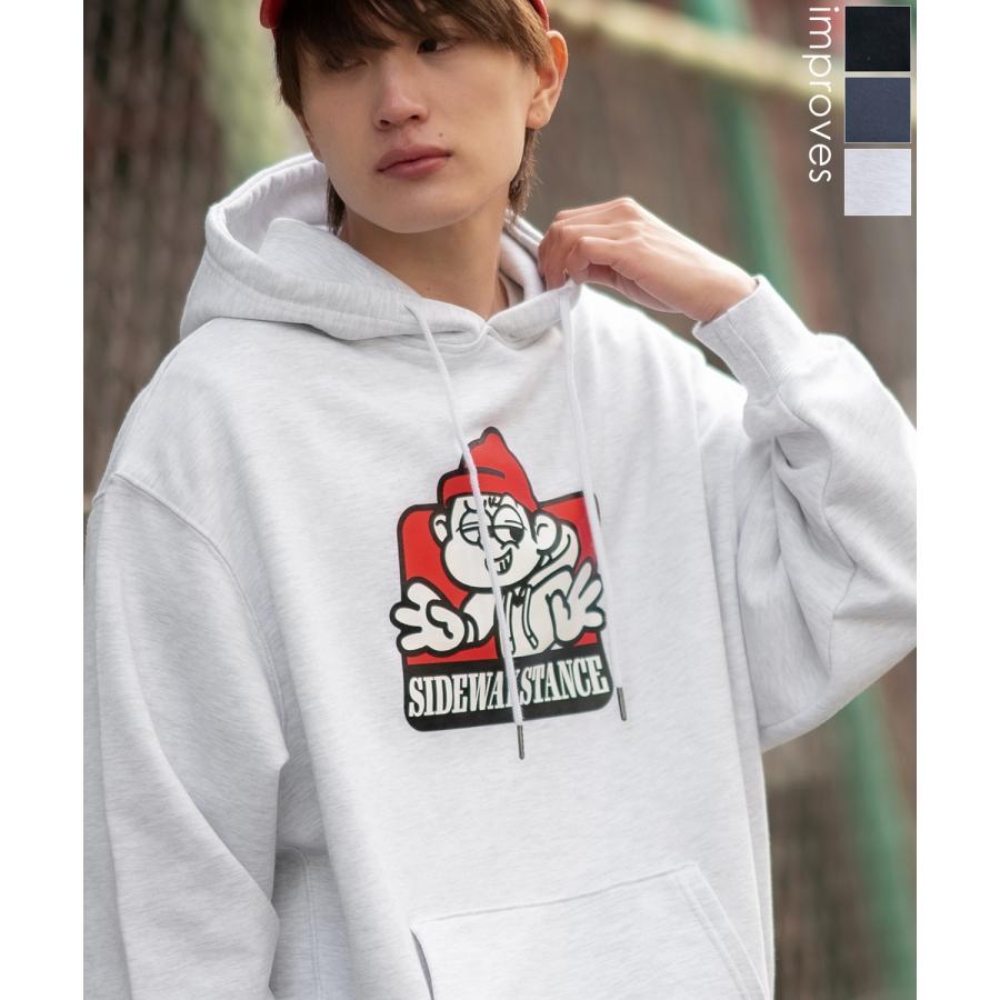 パーカー メンズ SIDEWAY STANCE サイドウェイスタンス オリジナルプリント グラフィック スウェット ラベル オーバーサイズ アメカジ カジュアル | improves