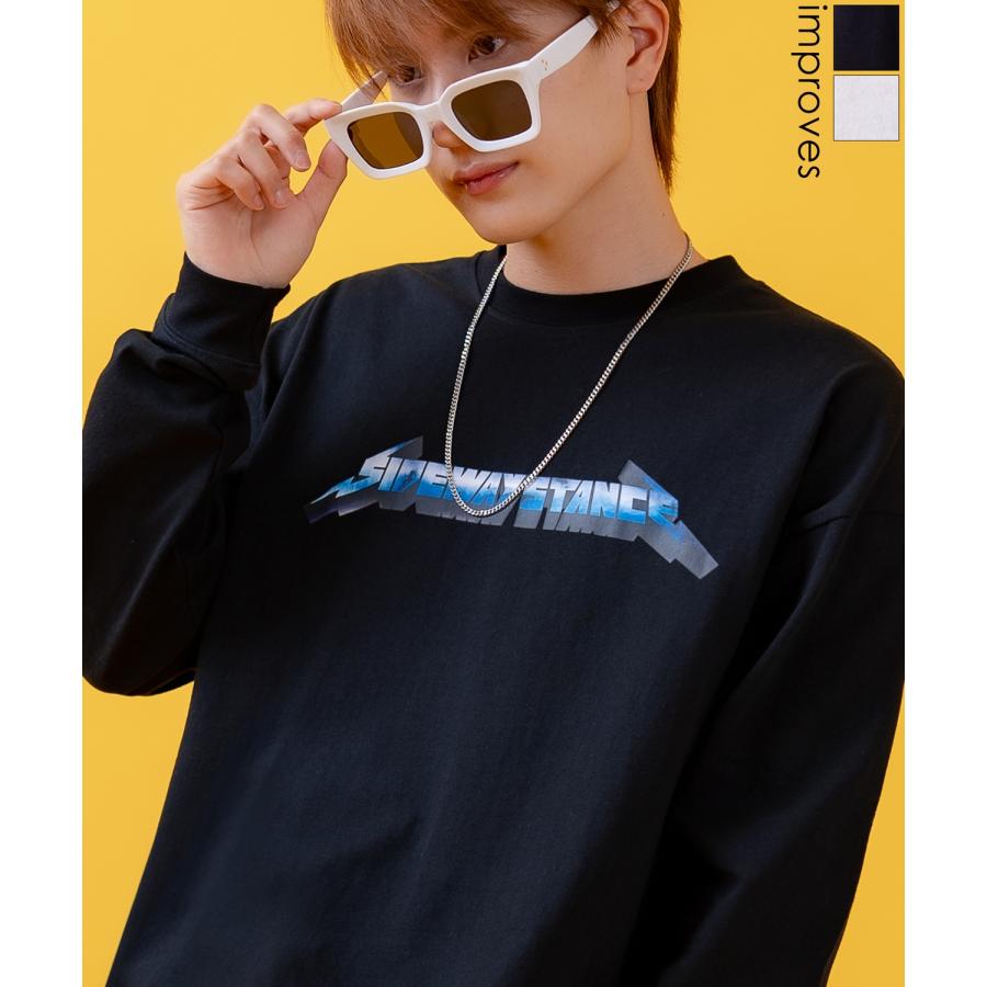 長袖Tシャツ メンズ SIDEWAY STANCE サイドウェイスタンス オリジナルプリント メタルバンド グラフィック ロンT カットソー スケーター ストリート 古着 韓国 | improves