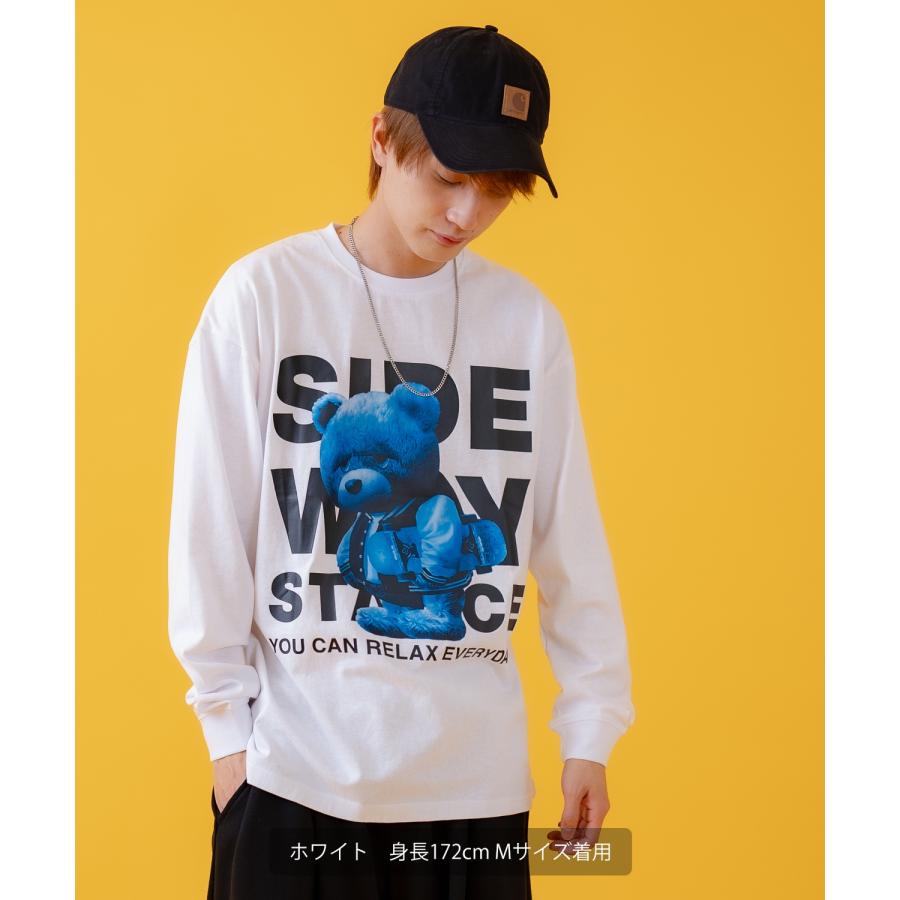 長袖Tシャツ メンズ SIDEWAY STANCE サイドウェイスタンス オリジナルプリント ダウナーベア グラフィック ロンT カットソー スケーター ストリート 古着 韓国 | improves | 03