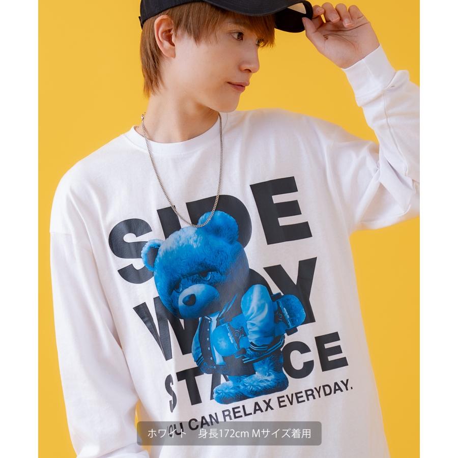 長袖Tシャツ メンズ SIDEWAY STANCE サイドウェイスタンス オリジナルプリント ダウナーベア グラフィック ロンT カットソー スケーター ストリート 古着 韓国 | improves | 04