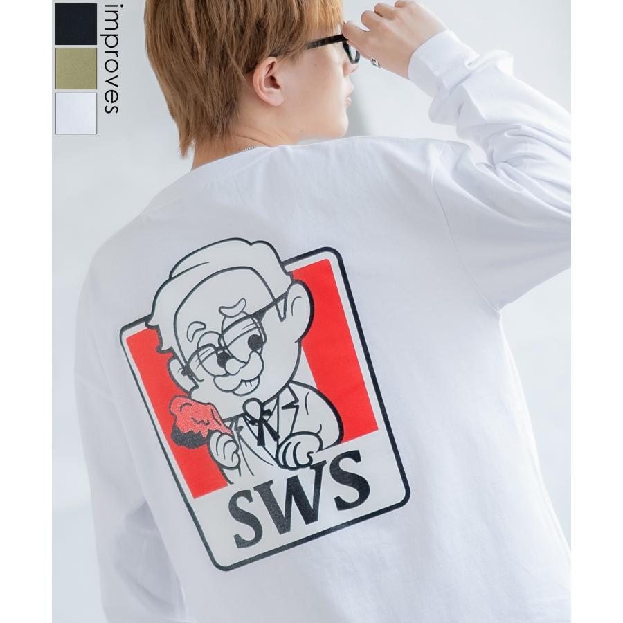 長袖Tシャツ メンズ SIDEWAY STANCE サイドウェイスタンス オリジナルプリント SWSチキン カットソー ロンT カジュアル スケーター ストリート 古着MIX 韓国 | improves
