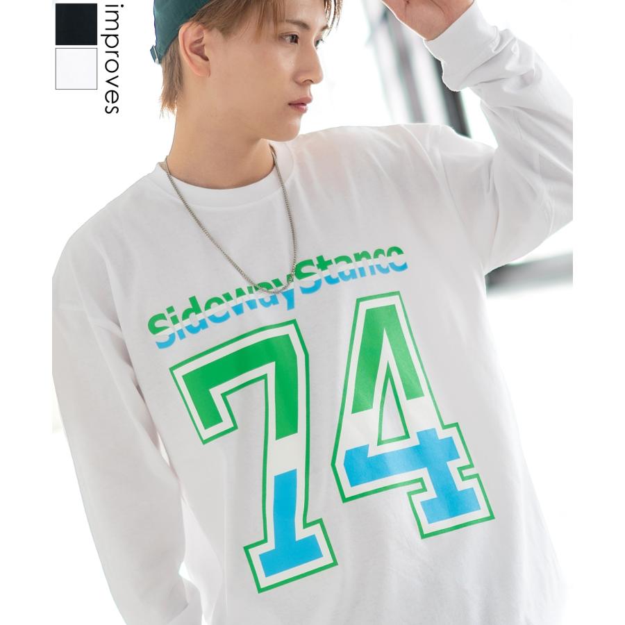 長袖Tシャツ メンズ SIDEWAY STANCE サイドウェイスタンス オリジナルプリント ナンバリング カットソー ロンT カジュアル スケーター ストリート 古着MIX 韓国 | improves