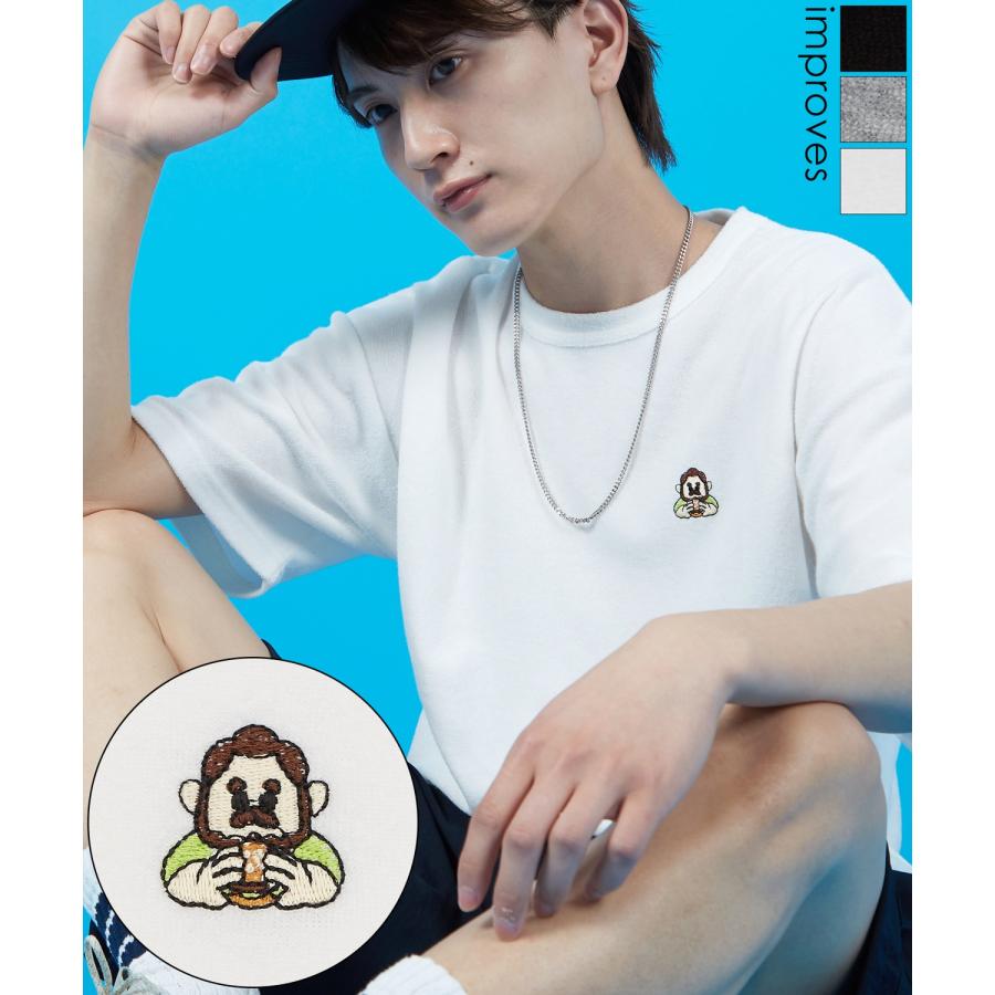 Tシャツ メンズ SIDEWAY STANCE サイドウェイスタンス パイル地 半袖カットソー ワンポイント刺しゅう アメカジ カジュアル スケーター ストリート 古着MIX 韓国 | improves