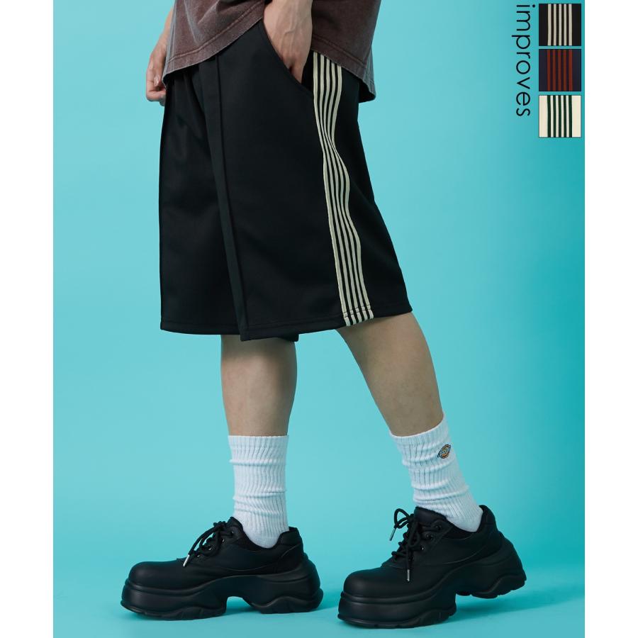 トラックパンツ メンズ SIDEWAY STANCE サイドウェイスタンス ハーフ パンツ 短パン ラインパンツ セットアップ 大きめ アメカジ カジュアル ストリート | improves