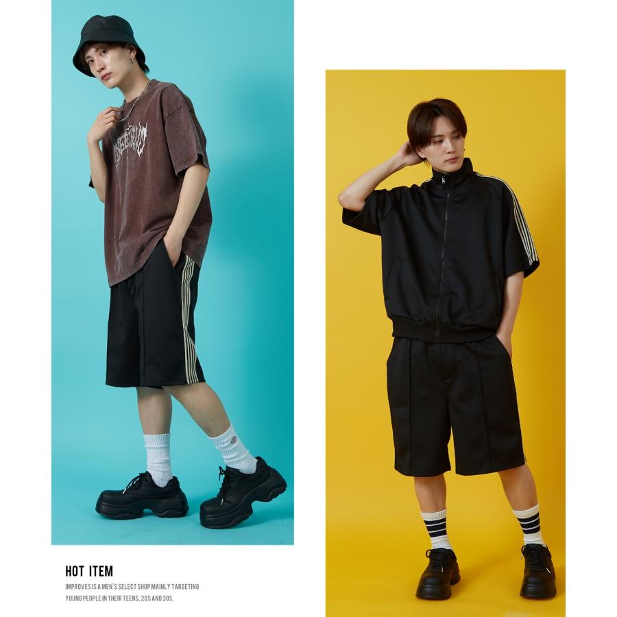 トラックパンツ メンズ SIDEWAY STANCE サイドウェイスタンス ハーフ パンツ 短パン ラインパンツ セットアップ 大きめ アメカジ カジュアル ストリート | improves | 07