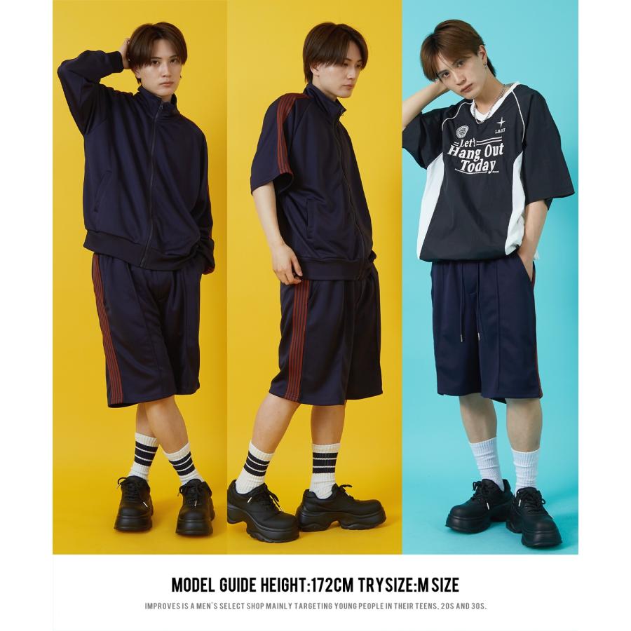 トラックパンツ メンズ SIDEWAY STANCE サイドウェイスタンス ハーフ パンツ 短パン ラインパンツ セットアップ 大きめ アメカジ カジュアル ストリート | improves | 12