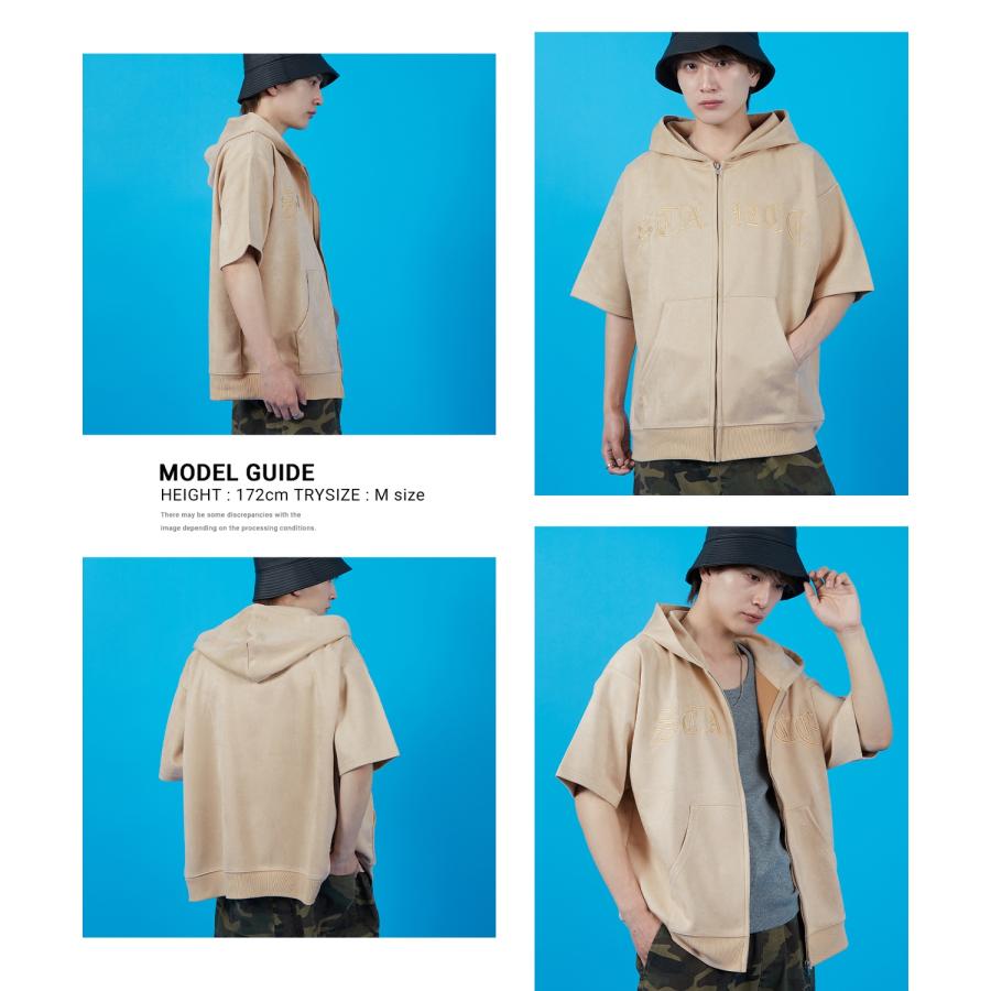 パーカー メンズ SIDEWAY STANCE サイドウェイスタンス スエードポンチ 半袖ジップパーカー アメカジ カジュアル スケーター ストリート 古着MIX 韓国 | improves | 13