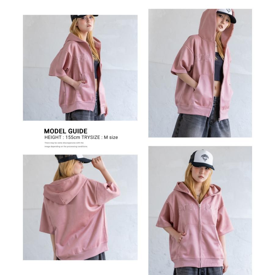 パーカー メンズ SIDEWAY STANCE サイドウェイスタンス スエードポンチ 半袖ジップパーカー アメカジ カジュアル スケーター ストリート 古着MIX 韓国 | improves | 16