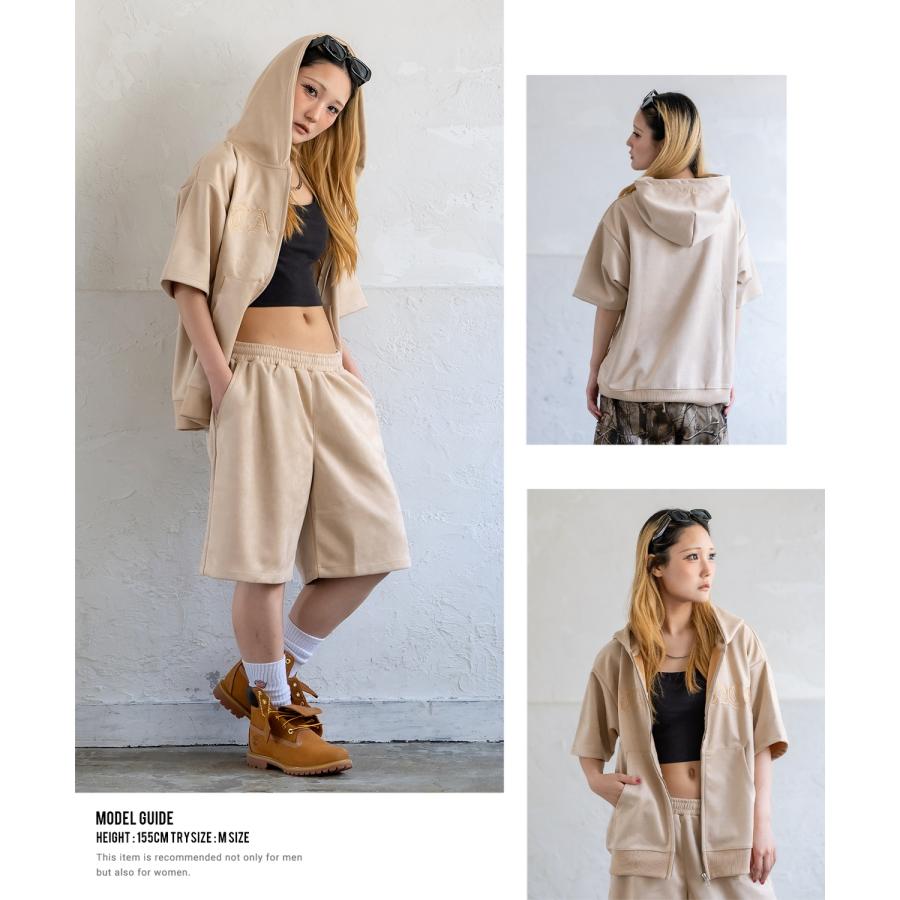 パーカー メンズ SIDEWAY STANCE サイドウェイスタンス スエードポンチ 半袖ジップパーカー アメカジ カジュアル スケーター ストリート 古着MIX 韓国 | improves | 11