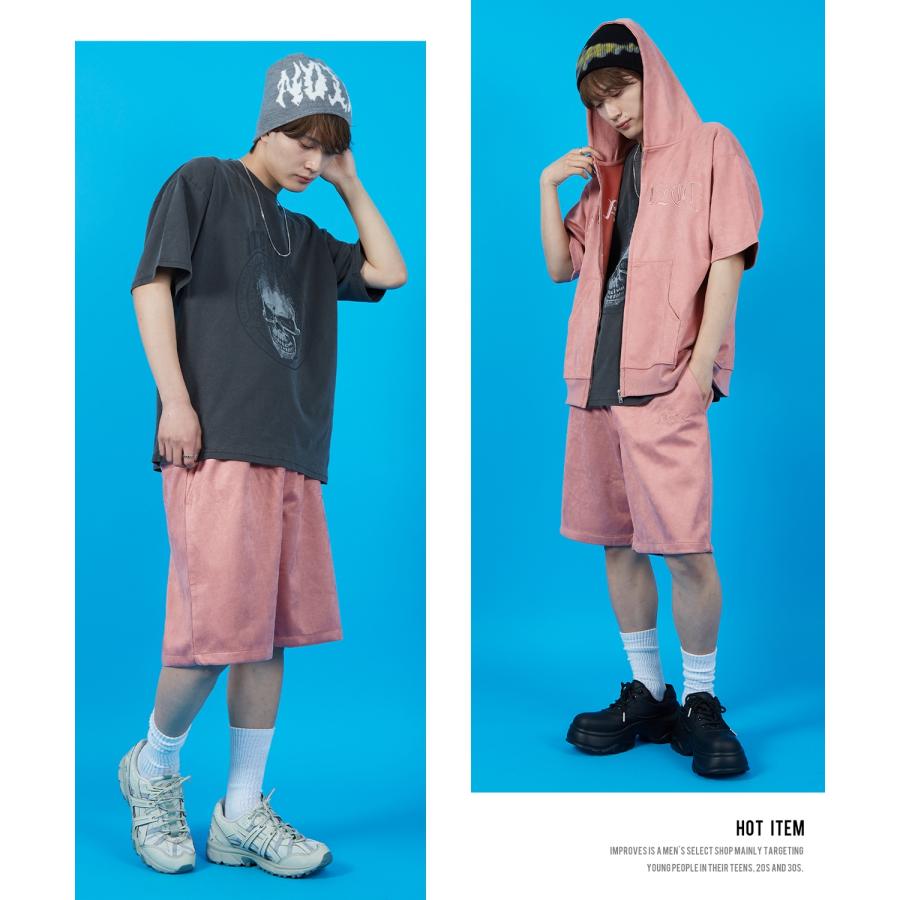 ショートパンツ メンズ SIDEWAY STANCE サイドウェイスタンス スエードポンチ ハーフパンツ ショーツ アメカジ カジュアル スケーター ストリート 古着MIX 韓国 | improves | 18