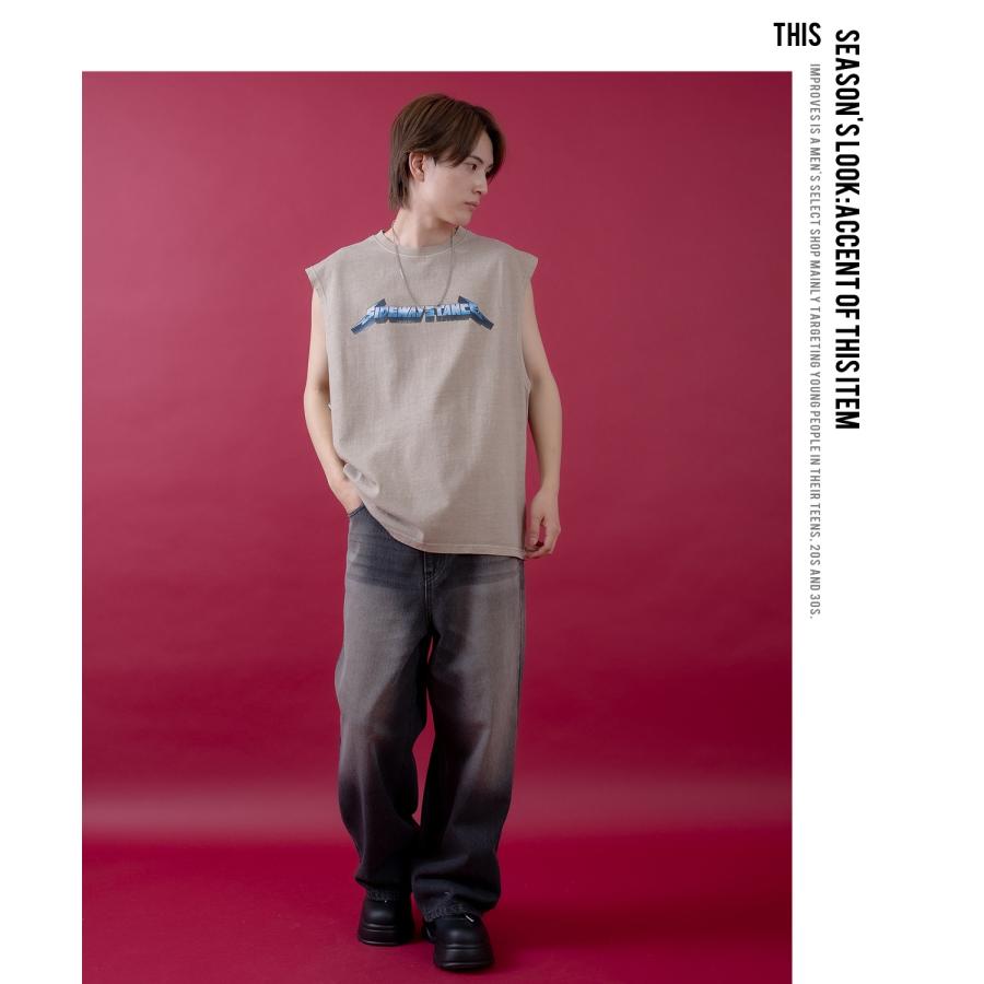 Tシャツ メンズ SIDEWAY STANCE サイドウェイスタンス ピグメント加工 ヴィンテージ加工 メタルバンド ノースリーブ カットソー スケーター ストリート 韓国 | improves | 13
