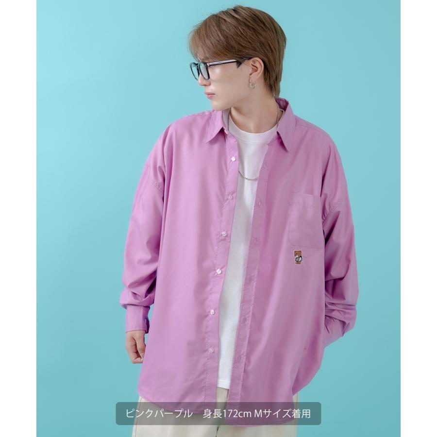 長袖シャツ メンズ レディース ワンポイント イージーケア ビッグサイズ オーバーサイズ 冷感 カジュアル スケーター ストリート 韓国ファッション | improves | 18