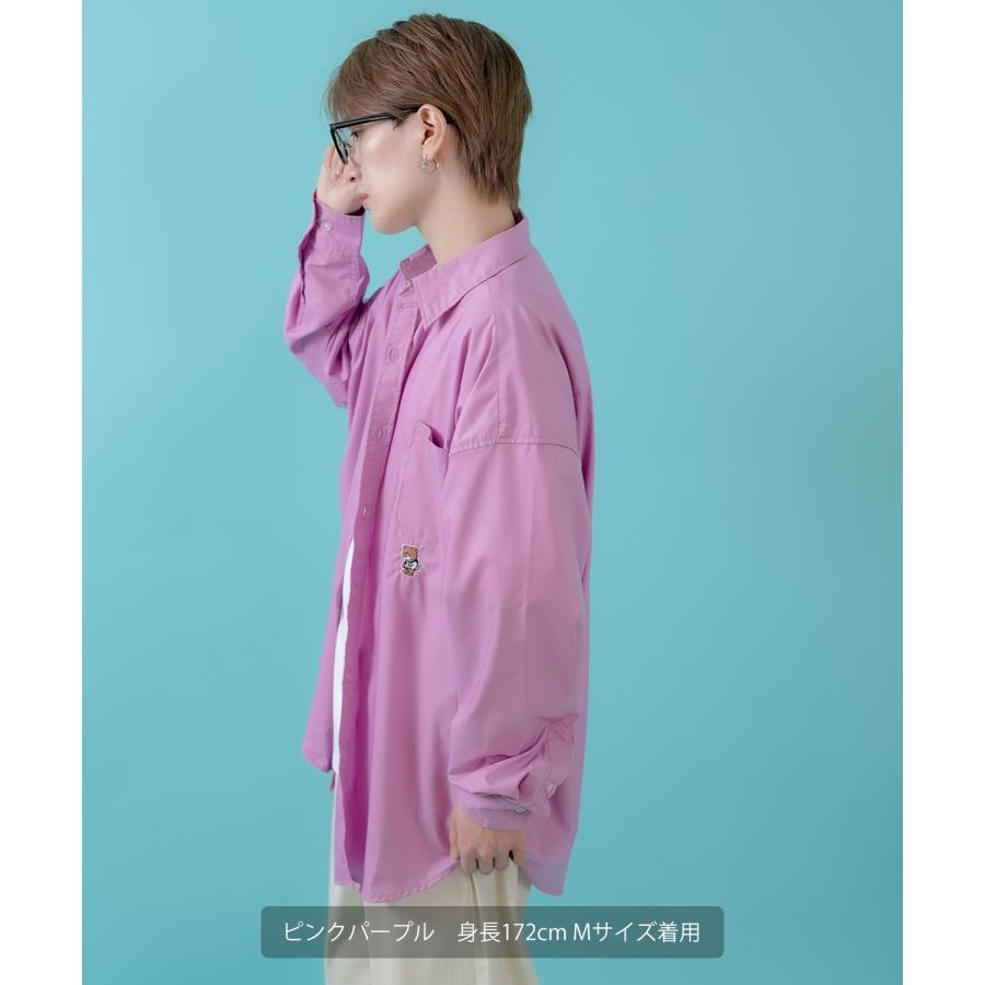 長袖シャツ メンズ レディース ワンポイント イージーケア ビッグサイズ オーバーサイズ 冷感 カジュアル スケーター ストリート 韓国ファッション | improves | 19