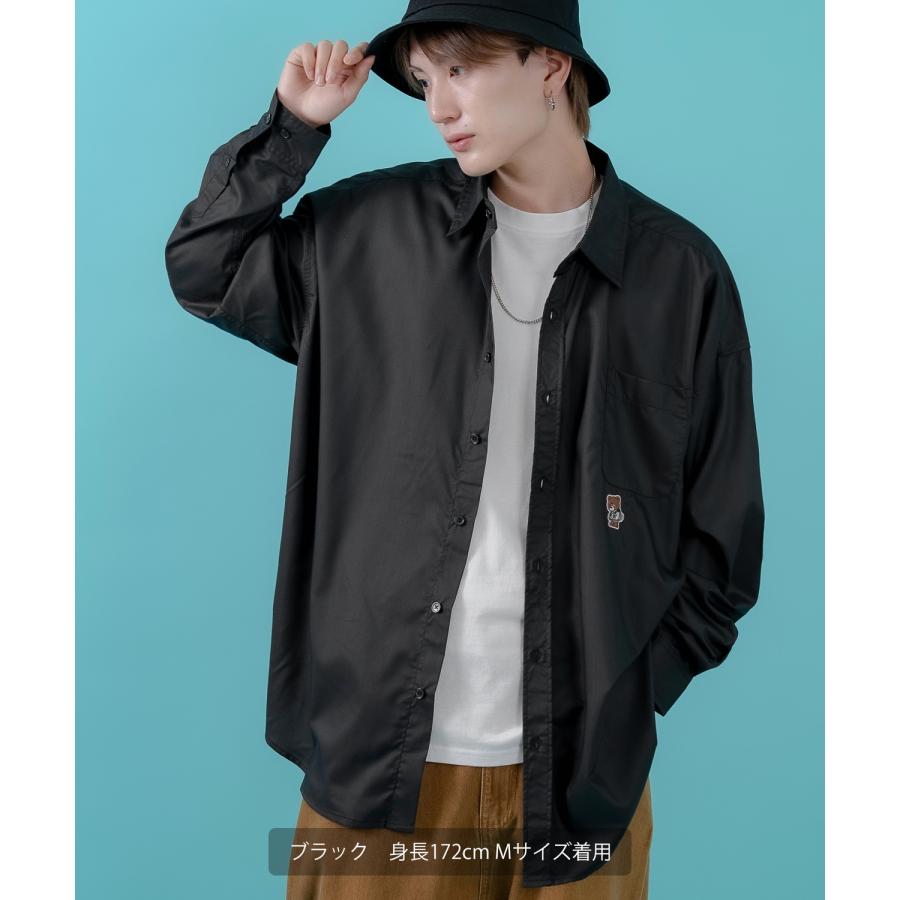 長袖シャツ メンズ レディース ワンポイント イージーケア ビッグサイズ オーバーサイズ 冷感 カジュアル スケーター ストリート 韓国ファッション | improves | 06