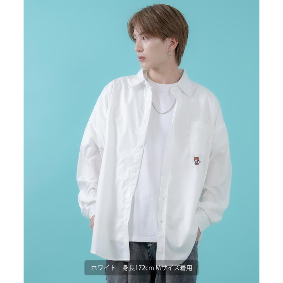 長袖シャツ メンズ レディース ワンポイント イージーケア ビッグサイズ オーバーサイズ 冷感 カジュアル スケーター ストリート 韓国ファッション | improves | 09