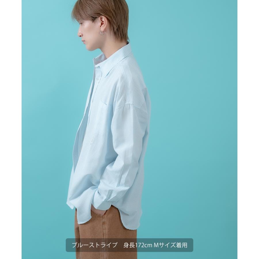 長袖シャツ メンズ サイドウェイスタンス ワンポイント ストライプシャツ 大きめ アメカジ カジュアル スケーター ストリート 古着MIX 韓国 | improves | 15