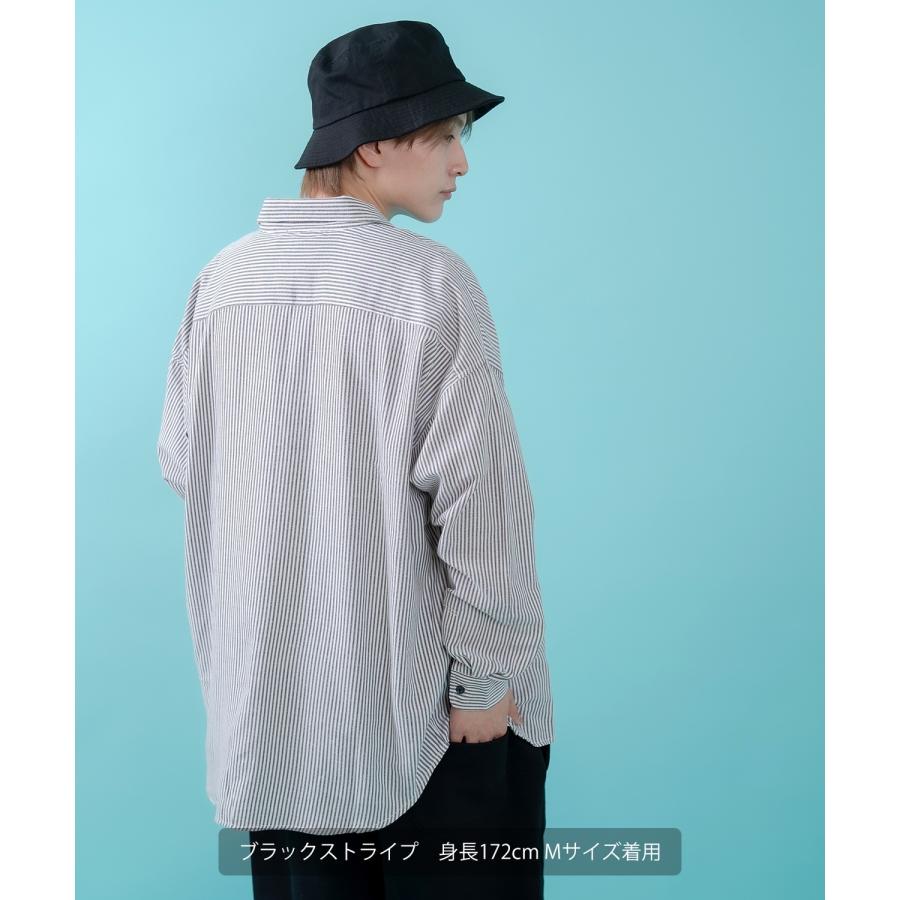 長袖シャツ メンズ サイドウェイスタンス ワンポイント ストライプシャツ 大きめ アメカジ カジュアル スケーター ストリート 古着MIX 韓国 | improves | 12