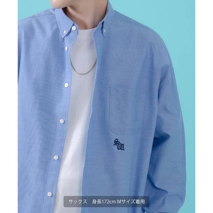 長袖シャツ メンズ サイドウェイスタンス ワンポイント オックスフォードシャツ ビッグサイズ 大きめ アメカジ カジュアル スケーター ストリート 古着MIX 韓国 | improves | 12