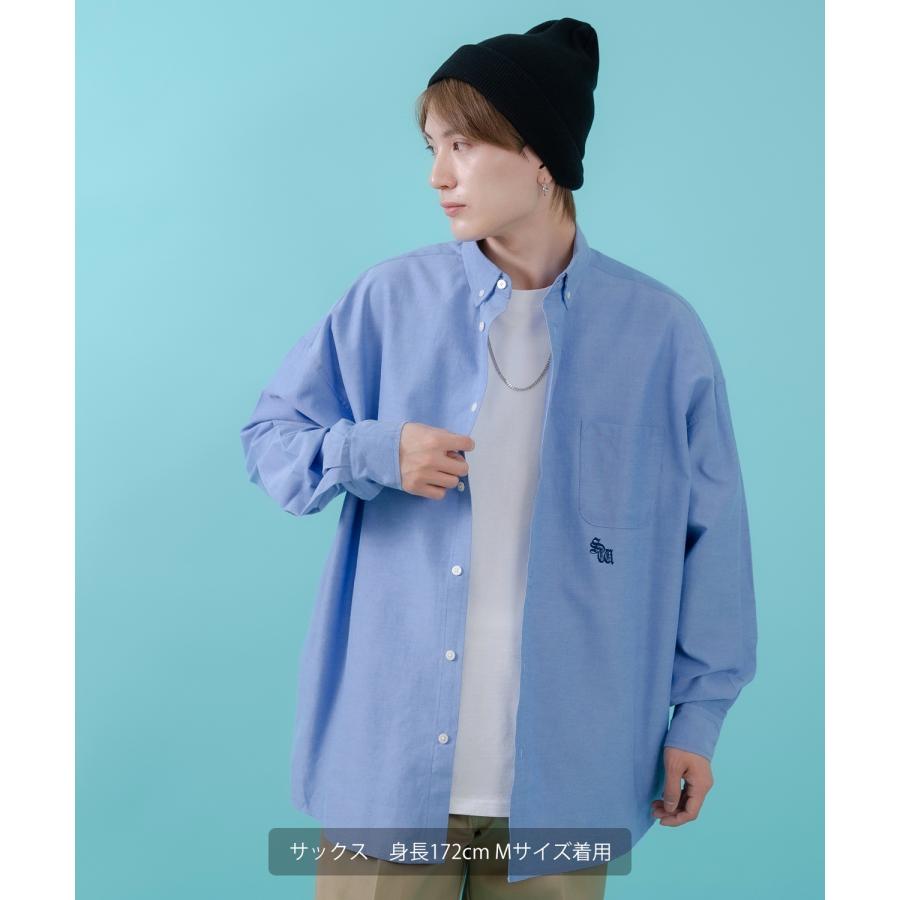 長袖シャツ メンズ サイドウェイスタンス ワンポイント オックスフォードシャツ ビッグサイズ 大きめ アメカジ カジュアル スケーター ストリート 古着MIX 韓国 | improves | 10