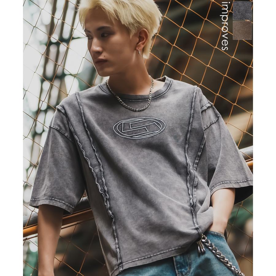 Tシャツ メンズ レディース SIDEWAY STANCE サイドウェイスタンス 半袖 カットソー グランジ ロゴ 刺しゅう アメカジ カジュアル スケーター ストリート 古着 | improves