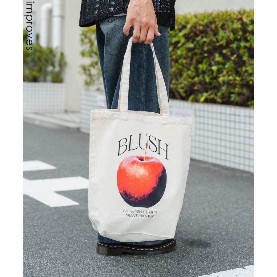 トートバッグ メンズ バック 通勤 通学 サブバック アップル 小物 プリント 刺しゅう スケーター ストリート アメカジ カジュアル 韓国 ストリート | improves