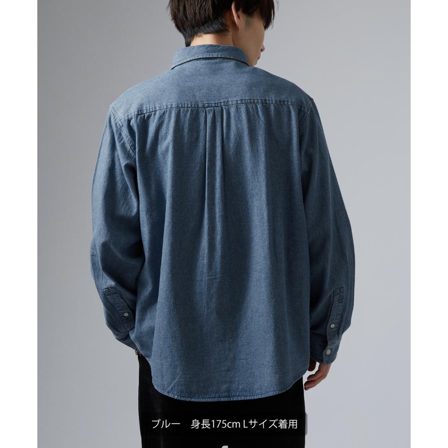 シャツ メンズ 長袖 デニムシャツ 6oz 軽オンス ボタンダウン ビッグシルエット ストリート アメカジ 無地 カジュアル 古着MIX オーバーサイズ | improves | 13