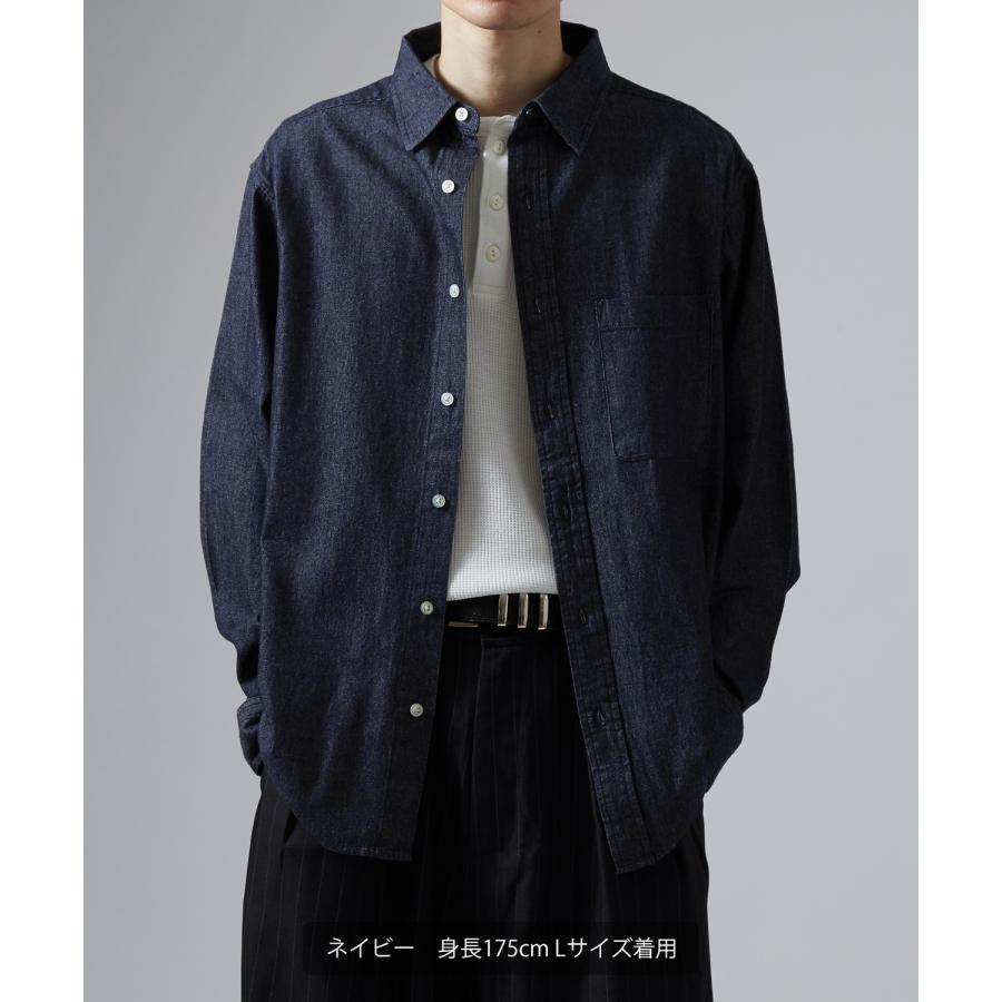 シャツ メンズ 長袖 デニムシャツ 6oz 軽オンス ボタンダウン ビッグシルエット ストリート アメカジ 無地 カジュアル 古着MIX オーバーサイズ | improves | 05